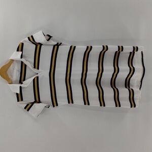Ten Sixty Sherman polo shirt dress striped size large white blue and yellow